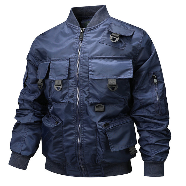 Men's Multifunctional Utility Jacket with Strategic Pockets and Elastic Cuffs Lisslune