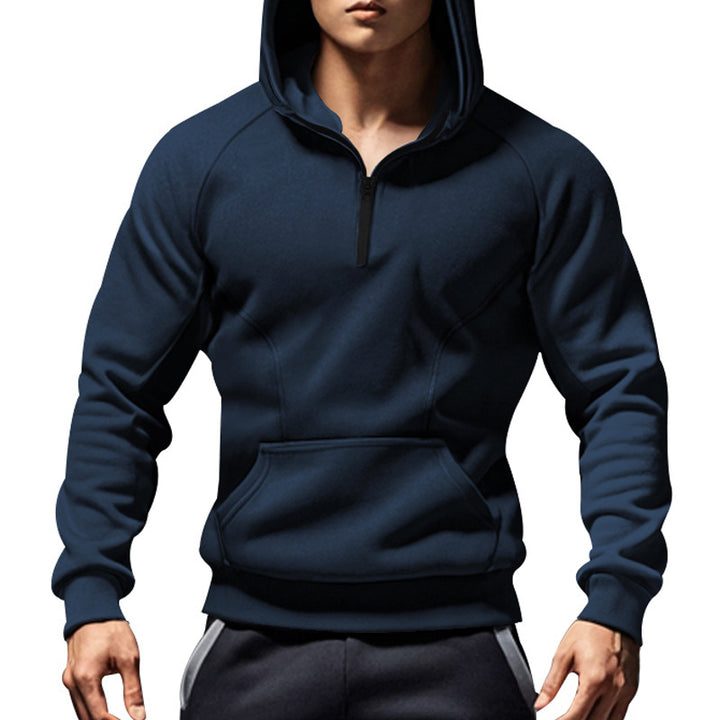 Men's sporty hoodie with half zipper and kangaroo pocket Lisslune