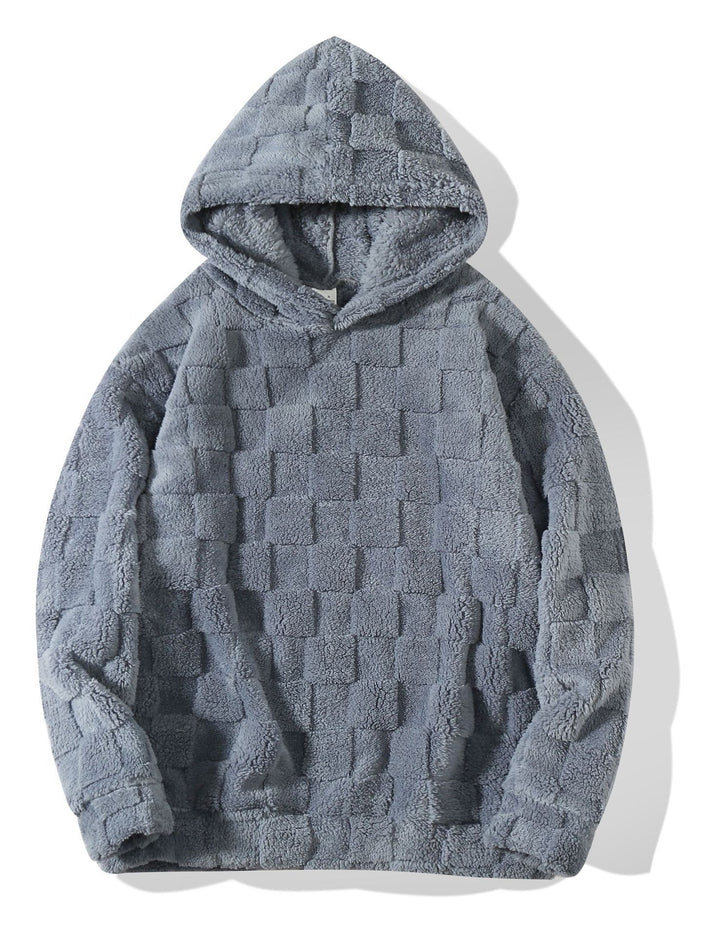 Men's hooded sweatshirt made of soft plush with an unusual design Lisslune