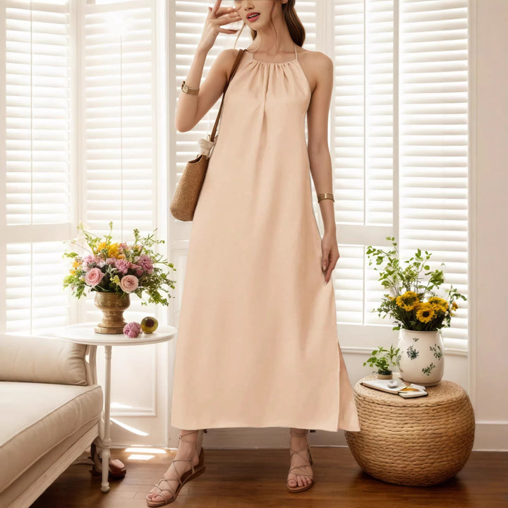 Women's Maxi Dress with Elegant Halter Strap Lisslune