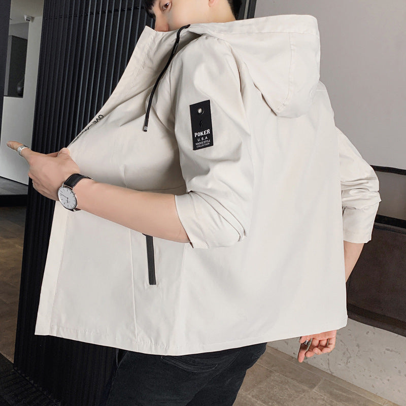 Men's lightweight transitional jacket with adjustable hood and breathable qualities Lisslune