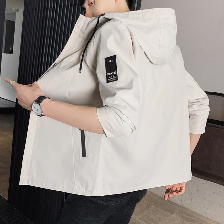 Men's lightweight transitional jacket with adjustable hood and breathable qualities Lisslune