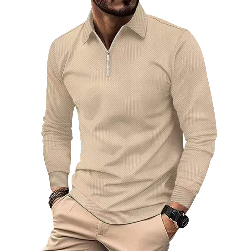 Men's fashionable stand-up collar sweater with textured material Lisslune