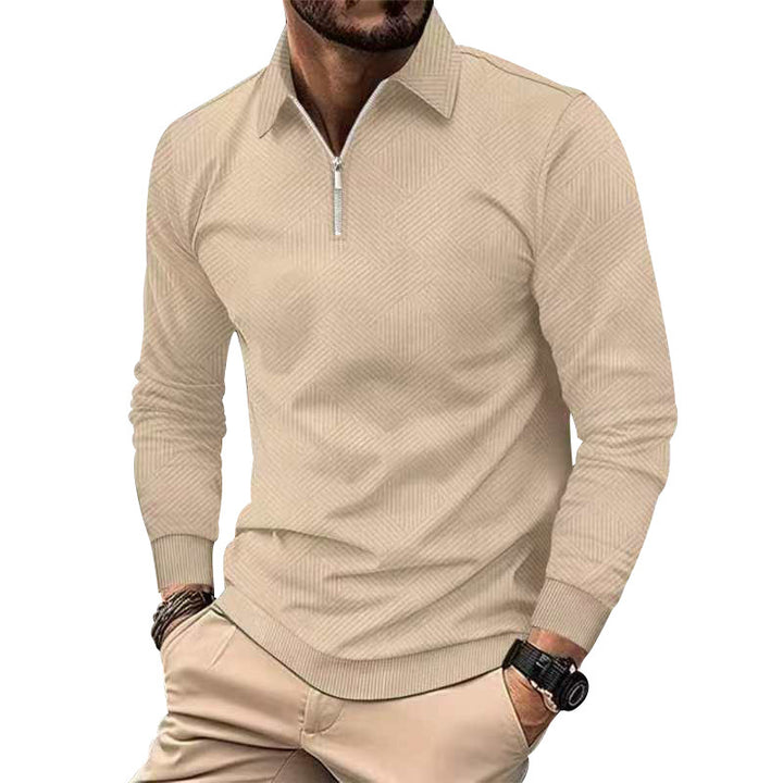 Men's fashionable stand-up collar sweater with textured material Lisslune