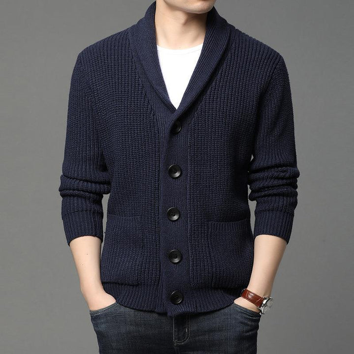 Men's cozy knit cardigan with stylish collar and functional pockets Lisslune