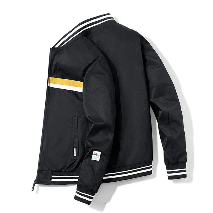 Men's fashionable sports jacket with striped collar and practical pockets Lisslune