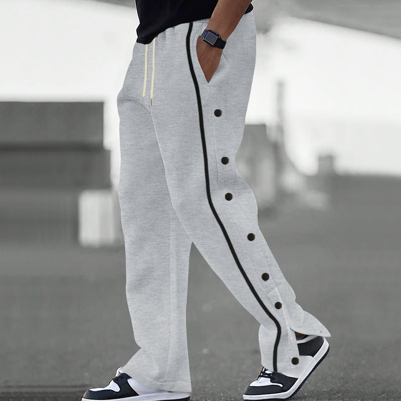 Men's Sporty Loose Jogging Pants with Snap Buttons Lisslune