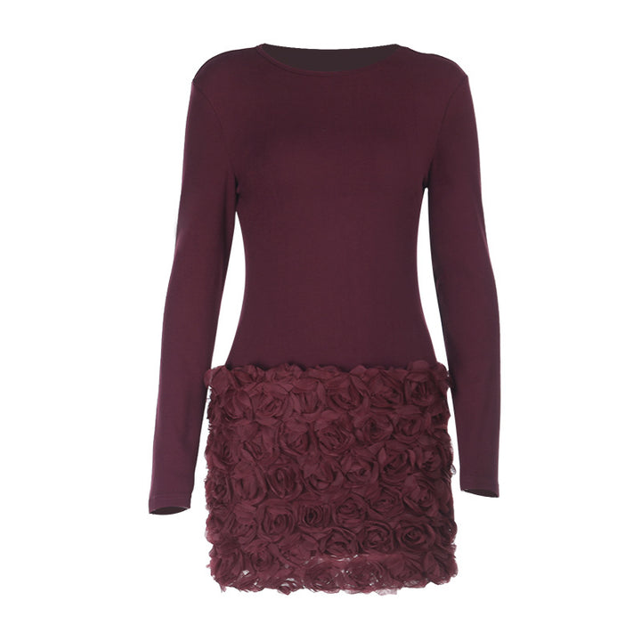 Ladies elegant mini dress with floral rose design and long sleeves Lune London