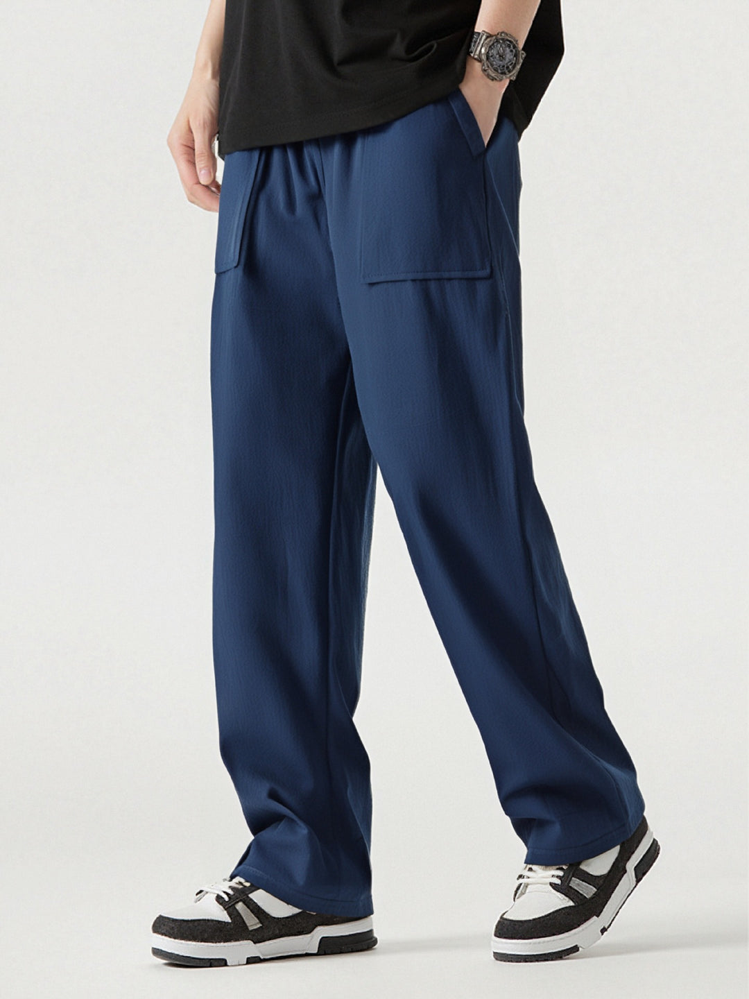 Men's Casual Cargo Pants with Practical Pockets and Elastic Waistband Lisslune