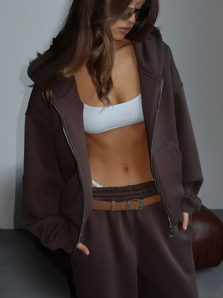 Ladies Relaxed-Fit Hoodie and Jogging Pants Set Lisslune