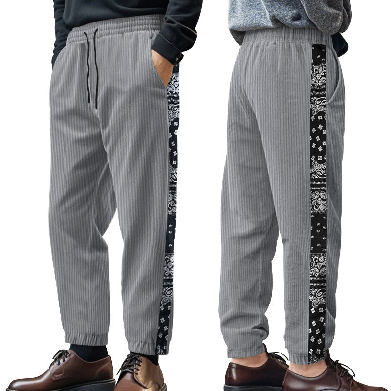 Men's leisure pants with decorative side panels in bandana design Lisslune