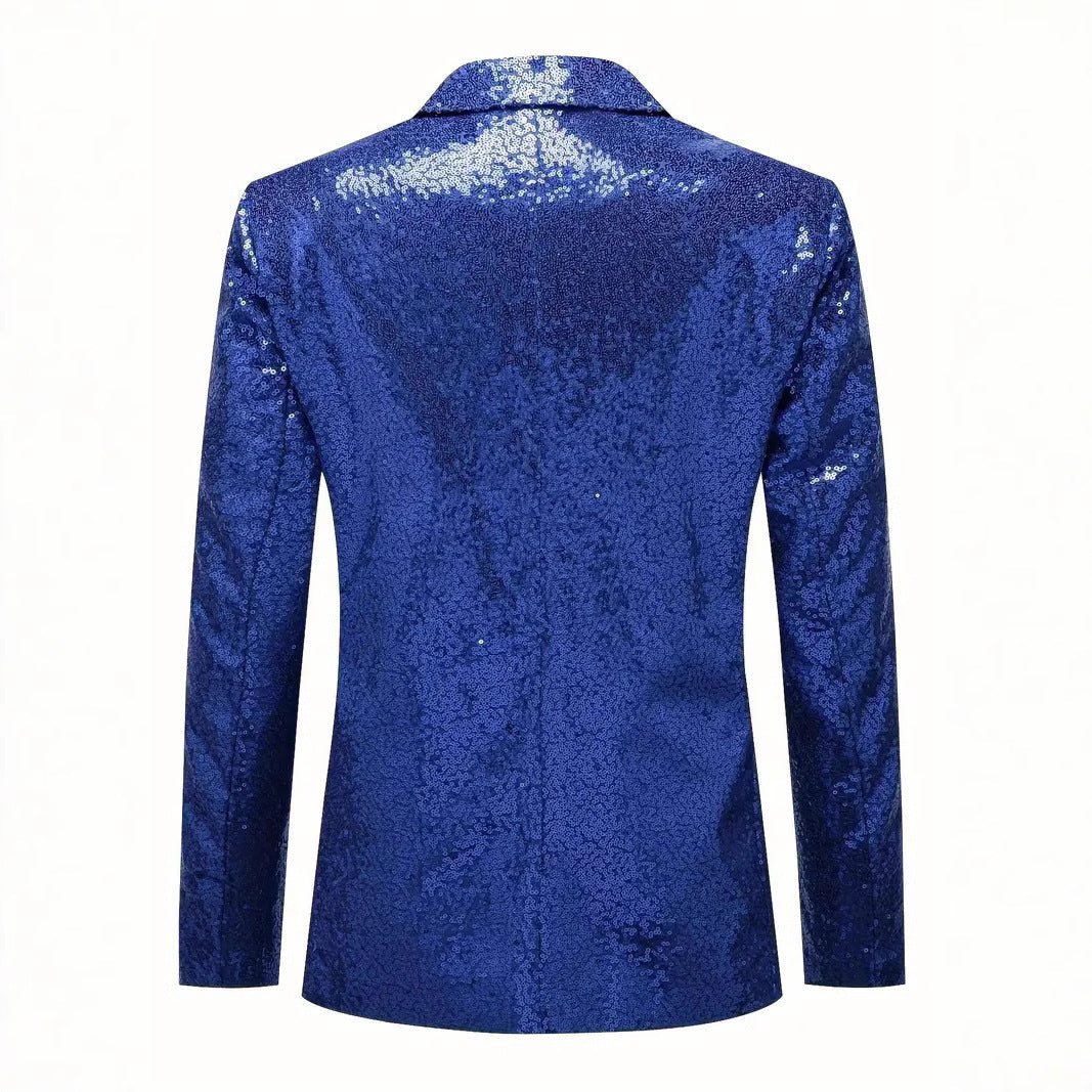 Men's festive sequin blazer with black lapel Lisslune
