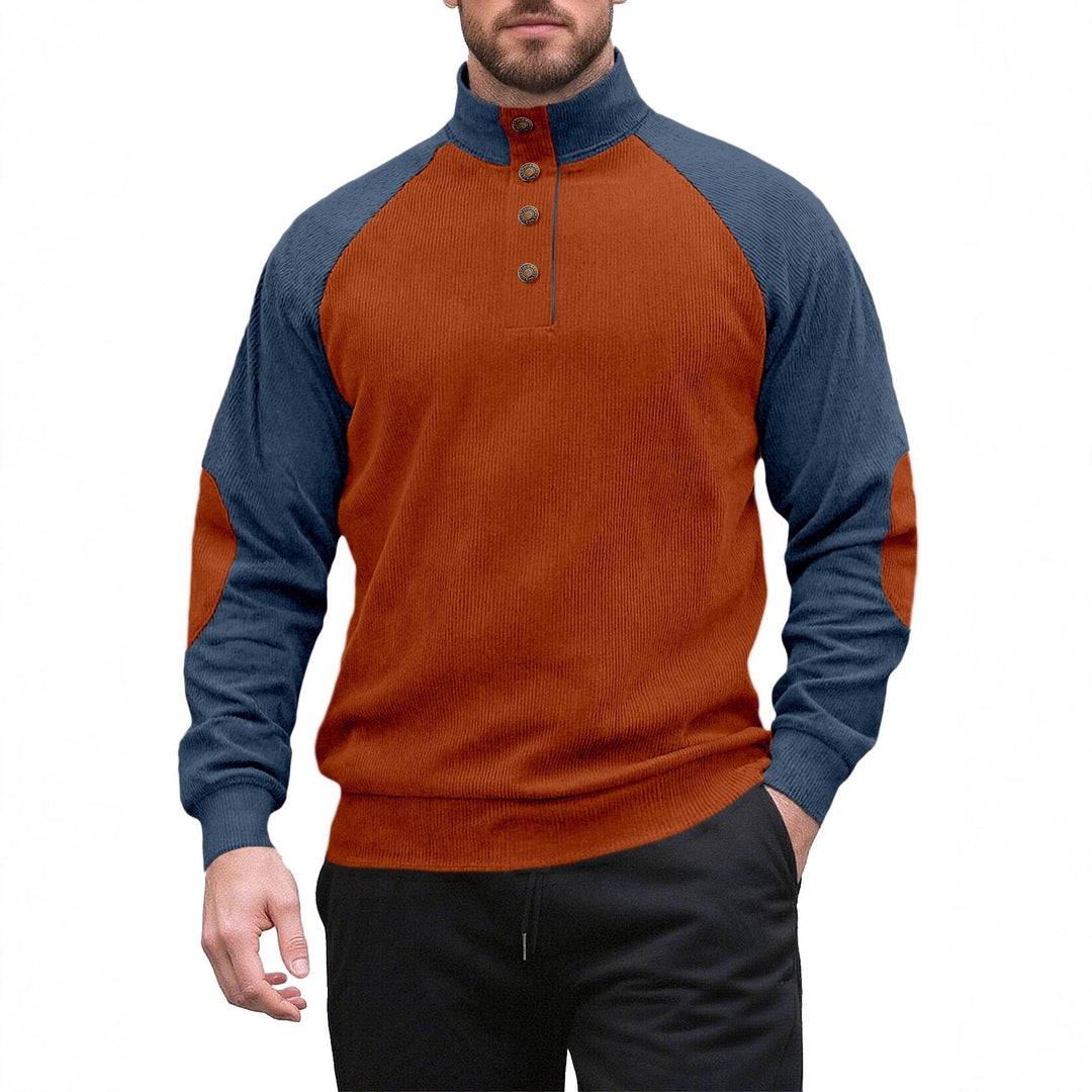 Men's knitted sweater with modern stand-up collar and button placket Lisslune