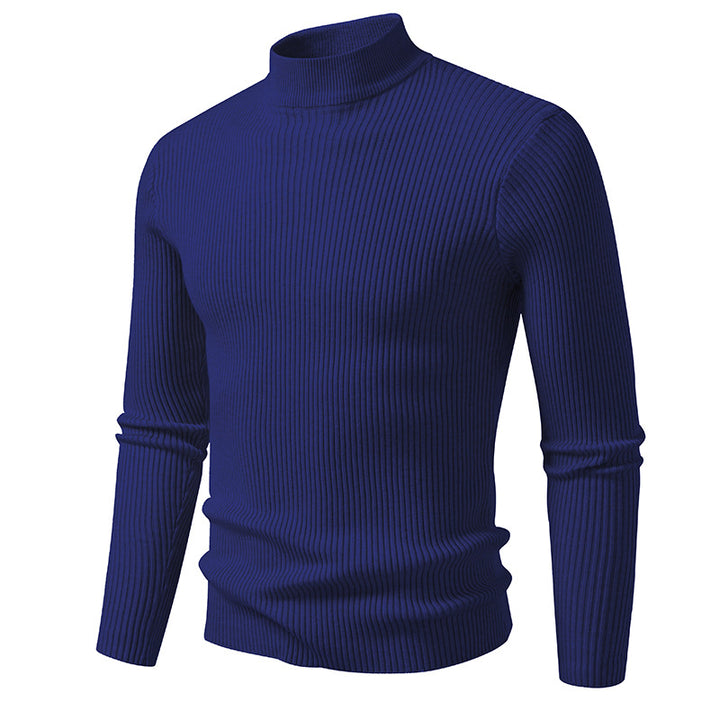 Men's turtleneck sweater made of high-quality stretch wool with ribbed texture Lisslune
