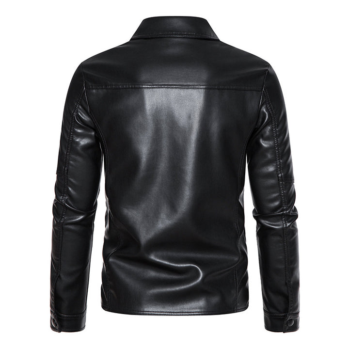 Men's fashionable synthetic leather jacket with practical pockets and modern cut Lisslune
