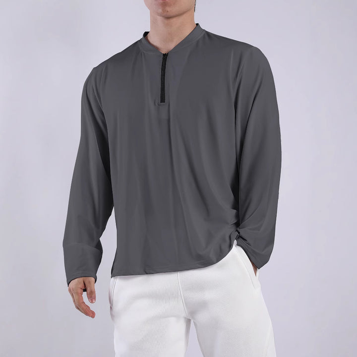 Men's long-sleeve functional shirt with stand-up collar and zipper Lisslune
