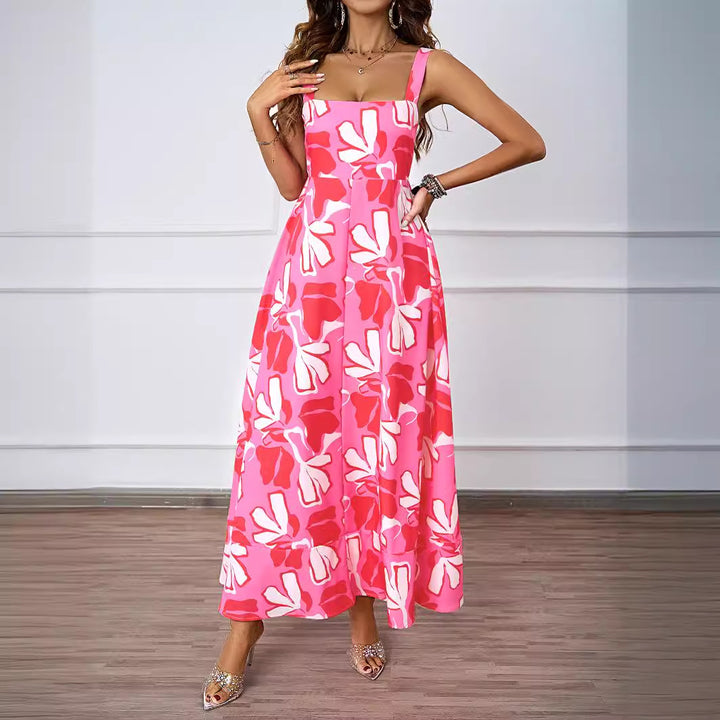Ladies maxi dress with modern floral design and flattering silhouette Lisslune