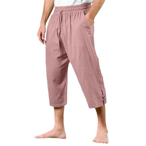 Men's casual and comfortable beach lounge pants with elastic waistband and side slits Lisslune