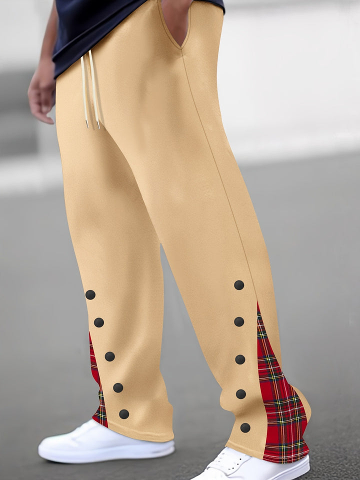 Men's Sporty Jogging Pants with Contrasting Snap Buttons and Breathable Fabric Lisslune