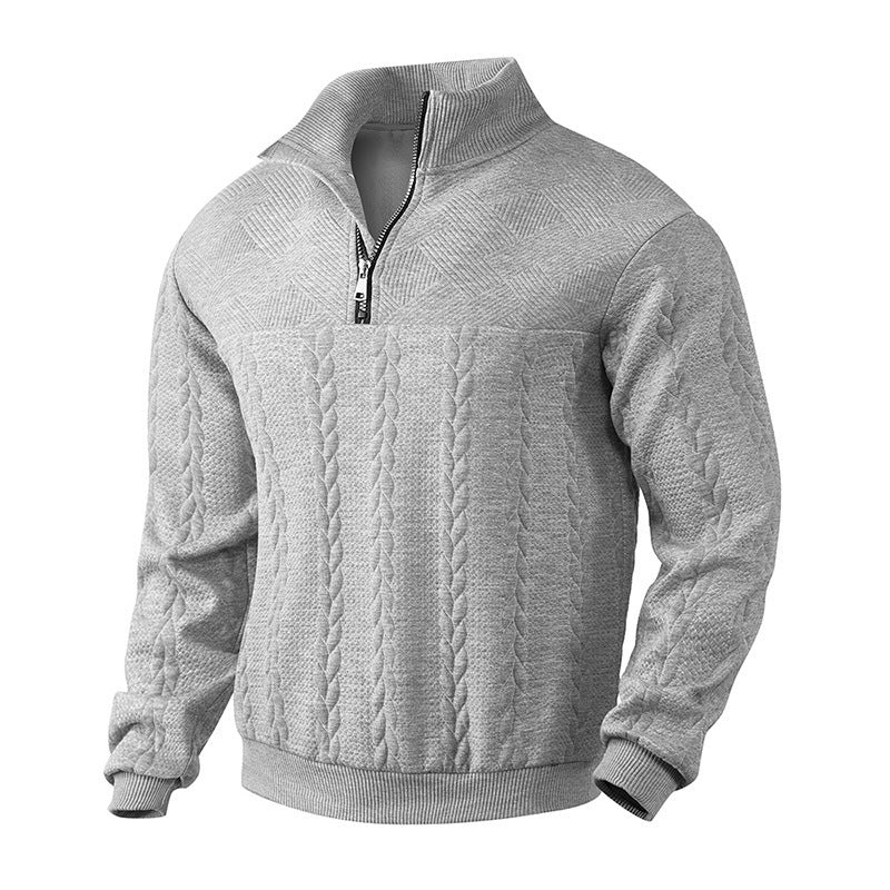 Men's elegant knitted pullover with half-closed zipper and textured design Lisslune