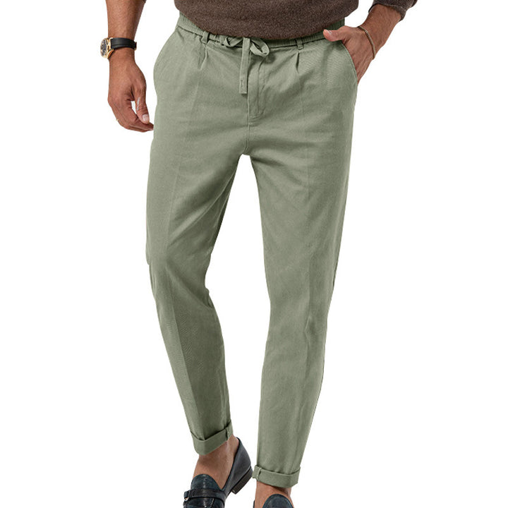 Men's Elegant Linen Pants with Elastic Waistband and Practical Pockets Lisslune