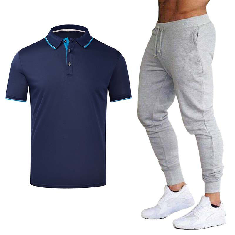 Men's Sports Polo Shirt and Jogging Pants Set Lisslune