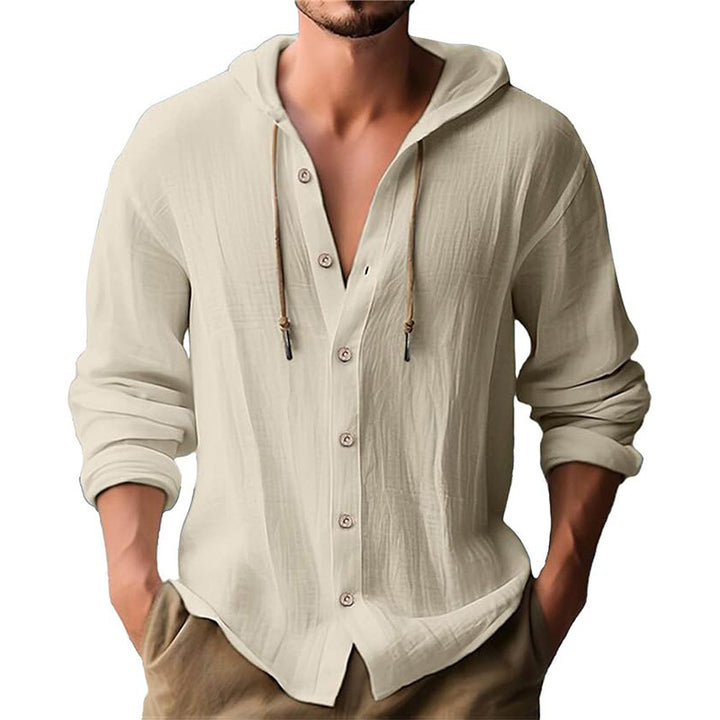 Men's Casual Hooded Shirt with Button Placket Lisslune