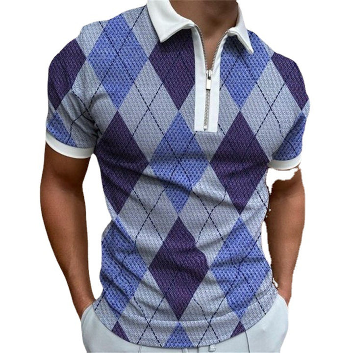 Men's polo shirt with trendy graphic design and practical zipper Lisslune