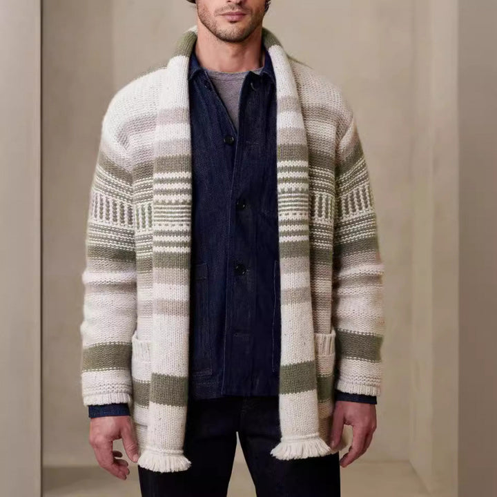 Men's cardigan with modern pattern and practical pockets Lisslune