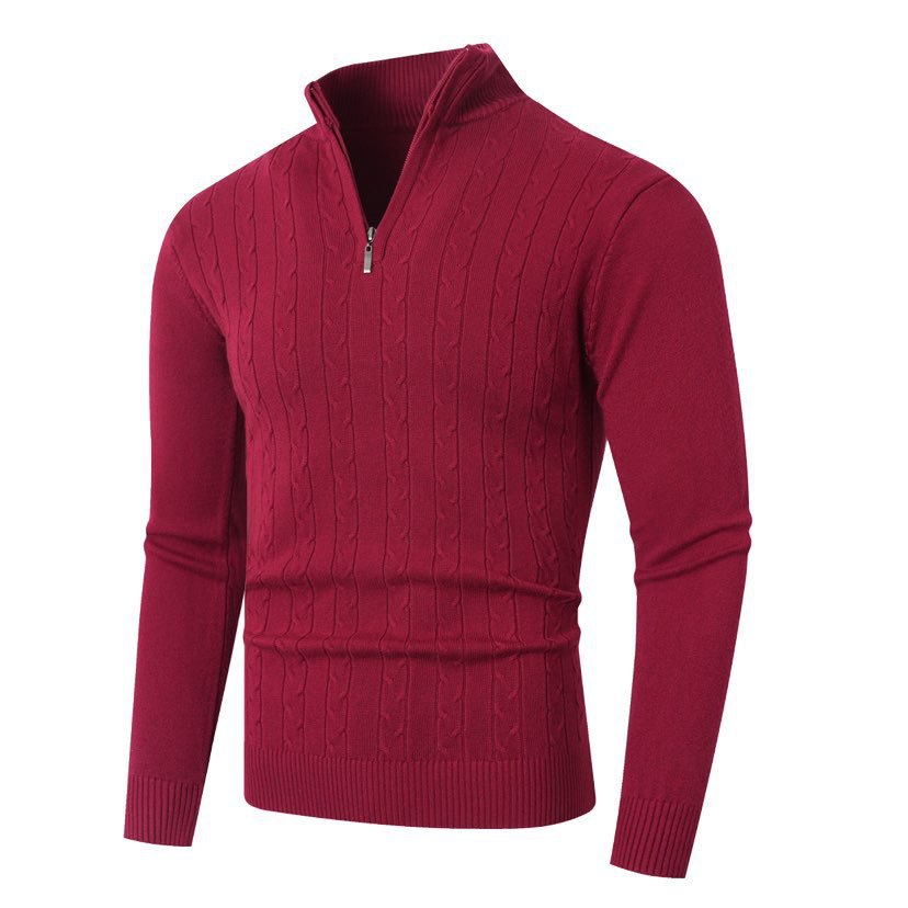 Men's knit sweater with modern cable pattern and high collar Lisslune