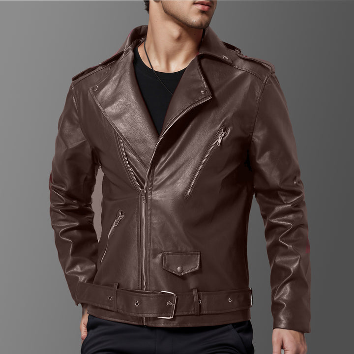 Men's stylish biker jacket made of high-quality real leather Lisslune
