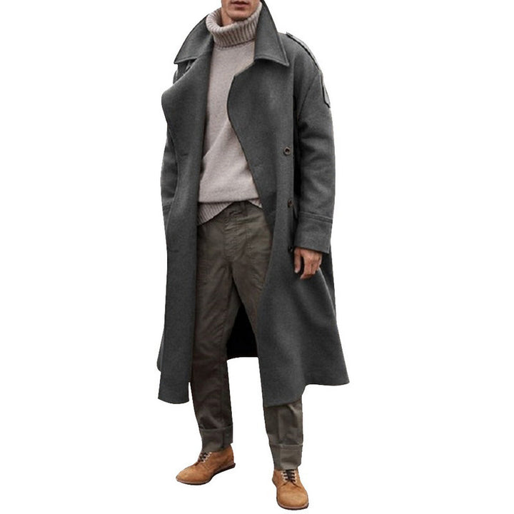 Men's elegant wool coat with double-breasted button placket Lisslune