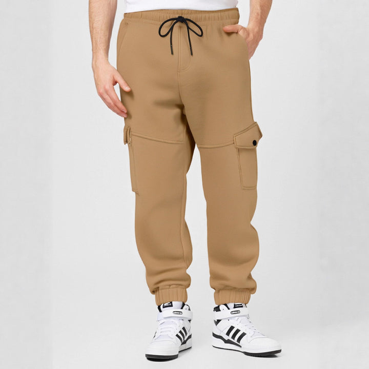 Men's Athletic Cargo Jogging Pants with Pockets and Elastic Waistband Lisslune