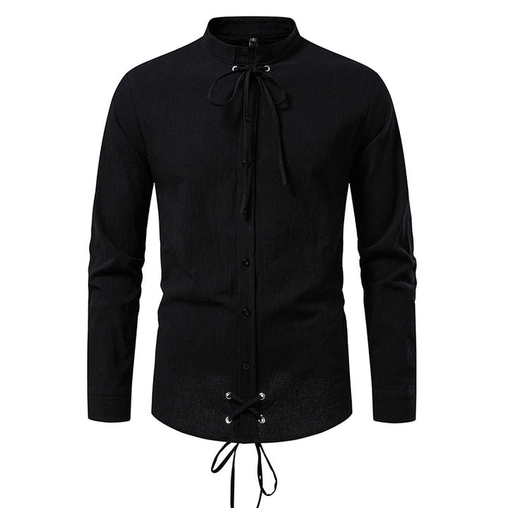 Men's shirt with modern stand-up collar and flexible lacing Lisslune