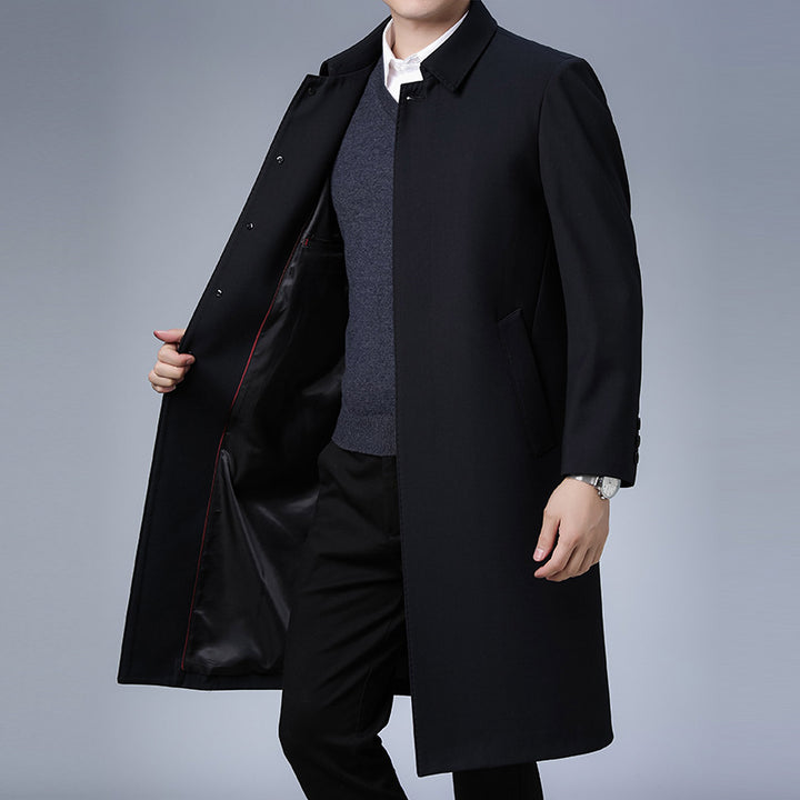 Men's Elegant Long Coat with Timeless Design and Practical Pockets Lisslune