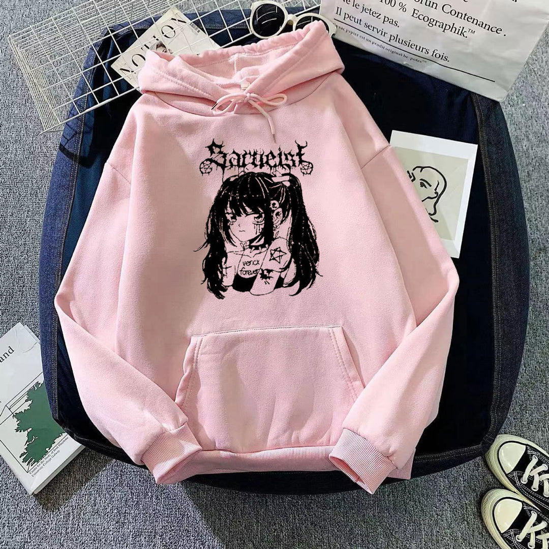 Women's hooded sweatshirt with unique artistic graphic design Lisslune