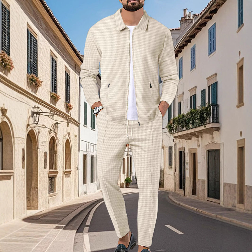 Men's sporty leisure set made of breathable material and modern zipper Lisslune