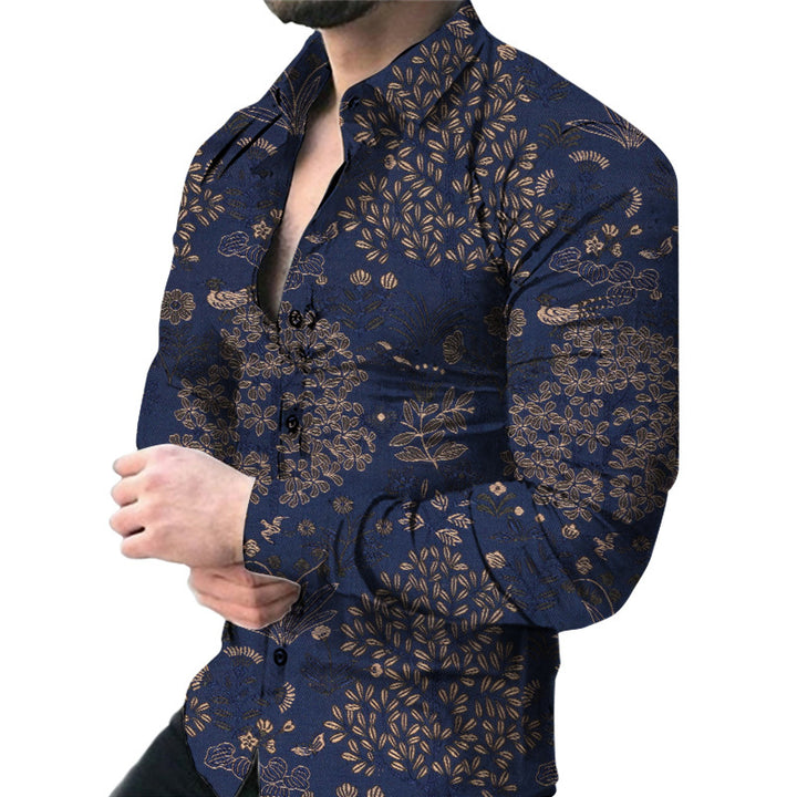 Men's short sleeve shirt with elegant floral print and slim fit Lisslune