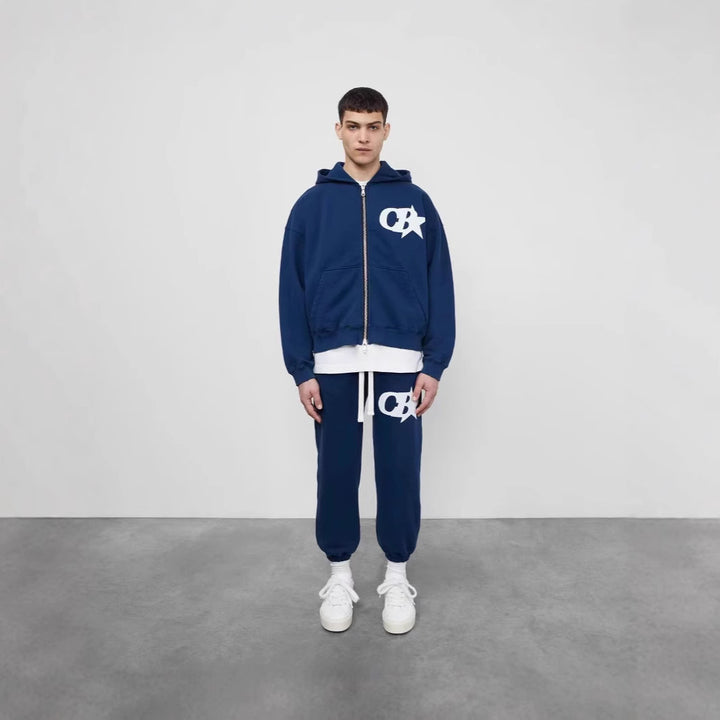 Men's hooded sweatshirt jacket with stylish logo and comfortable waistband Lisslune