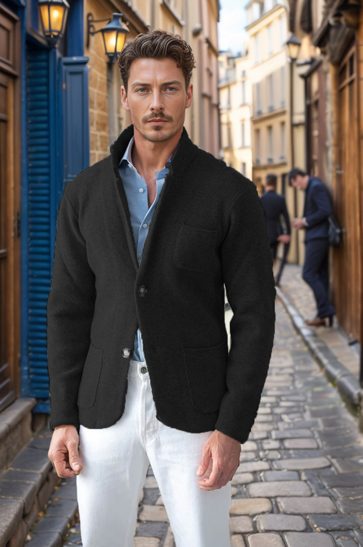 Men's modern cut knitted coat with comfortable collar and practical pockets Lisslune