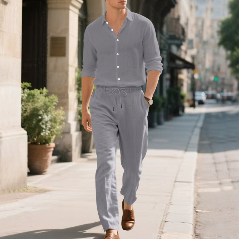 Men's airy linen pants with adjustable waistband and side pockets Lisslune