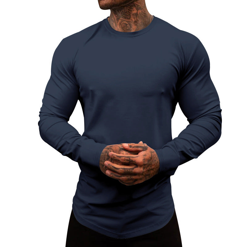 Men's long-sleeve T-shirt made of cotton blend with elastic fit and moisture-wicking technology Lisslune