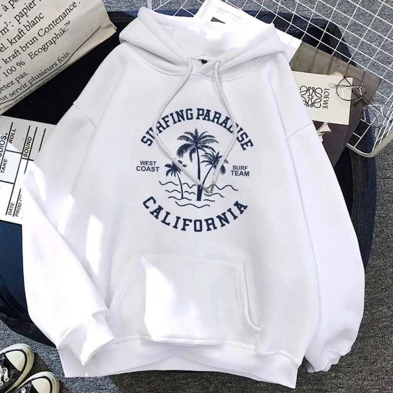 Women's hoodie with casual surf design and high-quality cotton blend Lisslune
