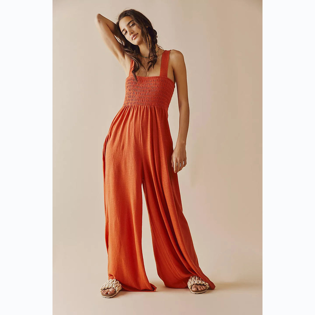 Women's Casual Jumpsuit with Elastic Top and Wide Leg Lune London