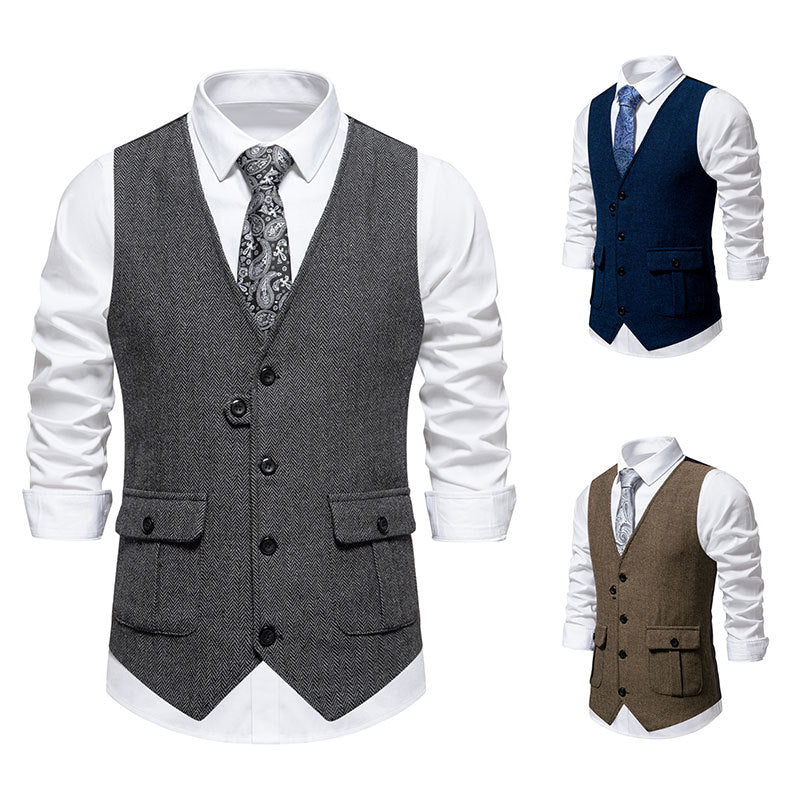 Men's Elegant Suit Vest with Classic Pattern Lisslune