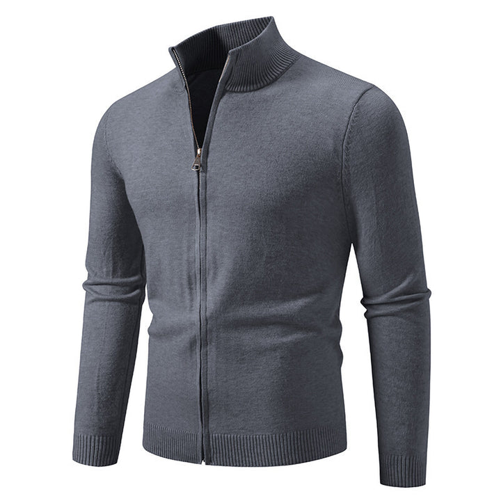 Men's cardigan with modern stand-up collar and functional zipper Lisslune