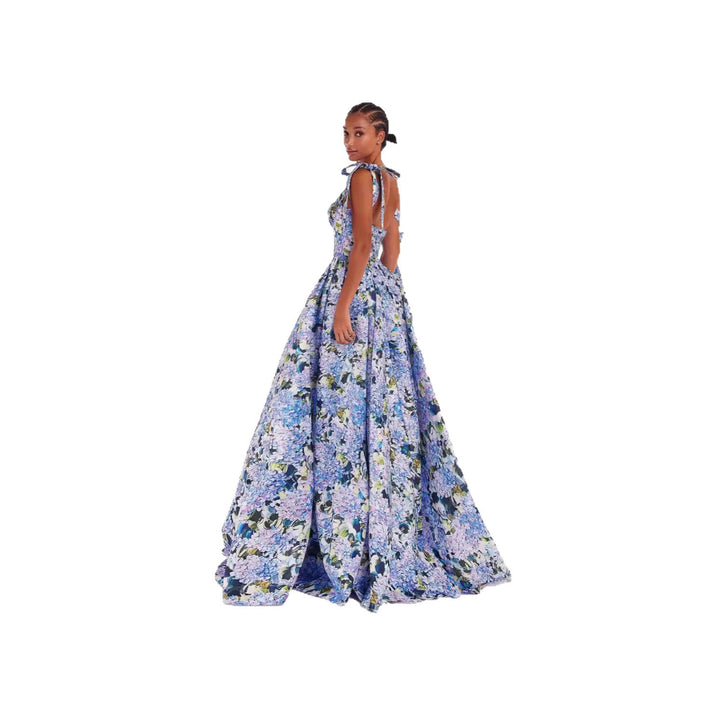 Women's Elegant Maxi Dress with Off-Shoulder Straps and Floral Print