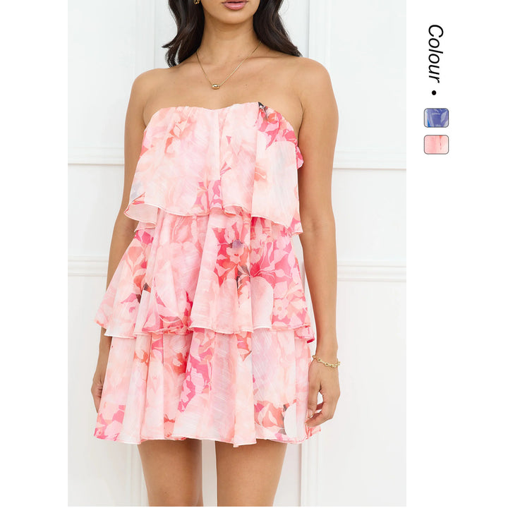 Women's Voluminous Strap Dress with Flowing Layered Design Lune London