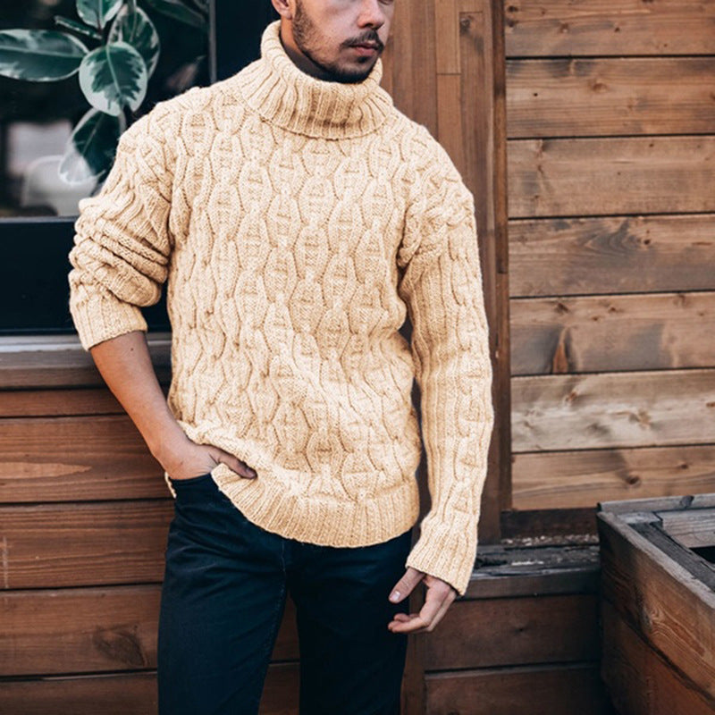 Men's chunky knit turtleneck sweater Lisslune