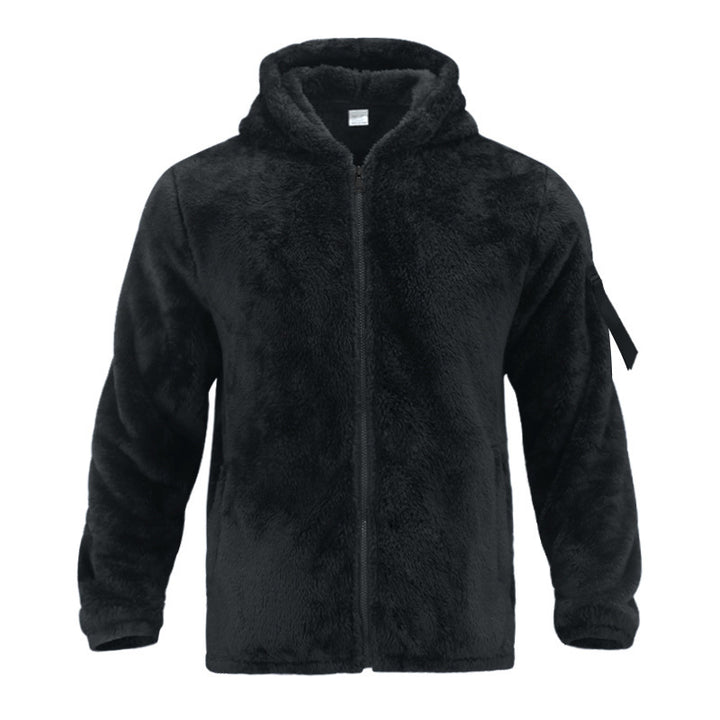 Men's Cozy Fleece Jacket with Hood and Practical Zipper Pockets Lisslune